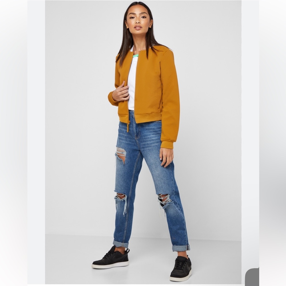 NIKE Techpak full zip bomber style jacket in a caramel/mustard combo Colour. XS.
